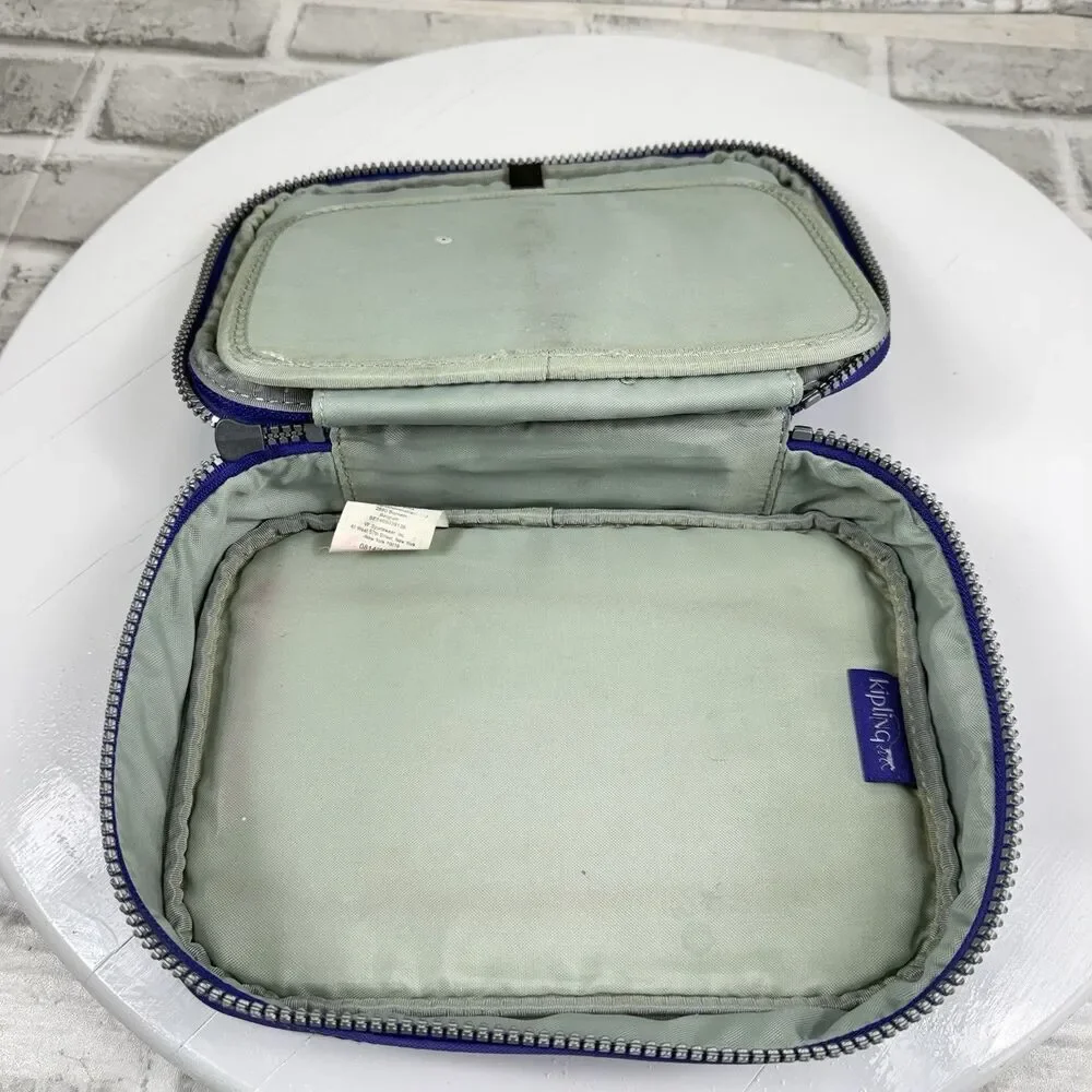 Kipling 101 Pens Case Make up Case Clutch Polyamide Purple with Charm